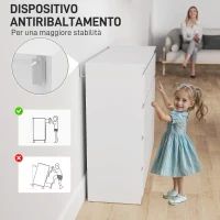 HOMCOM Cassettiera Camera da Letto 8 Cassetti, Comò Camera da Letto in Legno con Piedini Antiscivolo, 120x39x100 cm, Bianco(m-6)