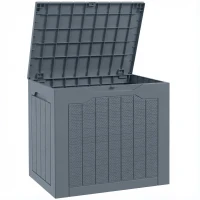 Outsunny Coffre de Rangement Extérieur 97L avec Poignées Encastrées, Malle de Rangement Extérieur Étanche, 56x41x50cm, Gris Clair(m-1)