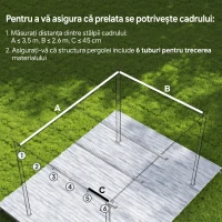 Outsunny Husă pentru Pergolă Gazebo 4x3 m din Poliester Respirable Bej cu 10 Orificii de Drenaj(m-4)