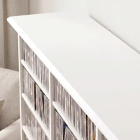 HOMCOM Mueble de Almacenamiento para 1032 CD y 594 DVD Estantería Multimedia 24 Compartimentos y 18 Estantes Ajustables Blanco(m-8)