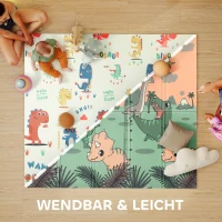 AIYAPLAY Spielmatte Baby 196 x 176 x 1,5 cm faltbar Doppelseitige Krabbelmatte Mehrfarbig(m-4)