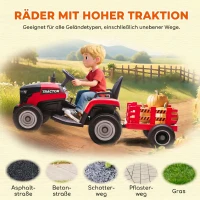 AIYAPLAY Elektrischer Kindertraktor, Aufsitz-Traktor mit Fernbedienung, Soft-Start, für Kinder im Alter von 3-8 Jahren, Rot(m-9)