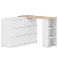HOMCOM Vanity Table, Dressing Table with 6 Drawers and 3-Tier Shelf for Women and Girls, White(m-1)