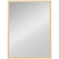 HOMCOM Miroir mural rectangulaire 80 x 60 cm, cadre en bois naturel, idéal pour la salle de bain, salon ou chambre(m-1)