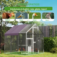 PawHut Tarc pentru găini, adăpost pentru găini cu acoperiș rezistent la apă, 2 cuiburi, 2 bârne, pentru 6-8 găini, aprox. 1,7 x 1,8 x 1,8 m(m-8)