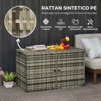 Outsunny Baule da Esterno da 350L a 2 Livelli con Pistoni a Gas, Rattan PE e Acciaio, 118x57x69 cm, Grigio(m-6)