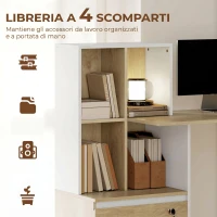 HOMCOM Scrivania con Libreria, Cassetto A4, Lettera, Legale Serratura e 2 Chiavi, Scrivania Salvaspazio, 126x50x109 cm, Bianco(m-4)