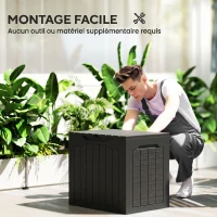 Outsunny Coffre de rangement extérieur 97L avec poignées encastrées, malle de rangement extérieur étanche 56 x 41 x 50 cm, noir(m-4)