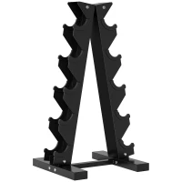 SPORTNOW Halterstandaard voor 10 halters, 5 niveaus, stevig stalen frame, tot 100 kg, zwart, 66 x 35 x 33 cm(m-11)