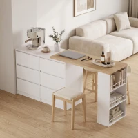 HOMCOM Vanity Table, Dressing Table with 6 Drawers and 3-Tier Shelf for Women and Girls, White(m-9)