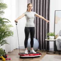 HOMCOM Plataforma Vibratoria con Pantalla LED Velocidad Ajustable USB Mando a Distancia y Banda Elástica 78x45x13 cm Negro y Rojo(m-12)