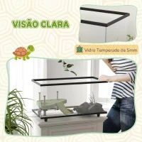 PawHut Aquário para Tartarugas 50 L com Plataforma Rampa e Termómetro 60x30x32 cm Transparente(m-6)