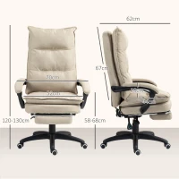 Vinsetto Cadeira de Secretária com Massagem, Altura Regulável, Encosto Reclinável, Apoio para os Pés, Giratória 360°, Bege(m-3)
