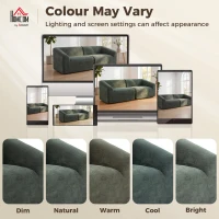 HOMCOM Canapé 3 places en chenille 225 cm, canapé salon rembourré moderne avec assise large, coussin à ressorts, vert foncé(m-8)