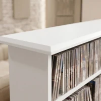 HOMCOM Mueble de Almacenamiento para 1032 CD y 594 DVD Estantería Multimedia 24 Compartimentos y 18 Estantes Ajustables Blanco(m-10)