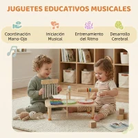 AIYAPLAY Instrumentos Musicales Infantiles de Madera Montessori con Tambor Xilófono Doble Tono Platillo Campana de Viento(m-5)