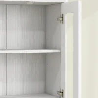 HOMCOM Tall Bathroom Storage Cabinet, 6-Tier Slim Bathroom Cabinet with Adjustable Shelf, 4 Soft-Close Doors, White(m-13)