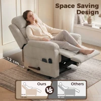 HOMCOM Fauteuil Inclinable de Massage et Chauffage, Fauteuil de Relaxation, Appuie-tête Réglable Poches Latérales, Crème(m-8)