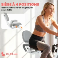 HOMCOM Vélo d'Appartement Pliable 4-en-1 - Ergomètre Magnétique Silencieux avec Cordes de Résistance - Sport Maison et Cardio-training avec Roulettes, Selle Confort et LCD (Max 120kg), Rose(m-5)