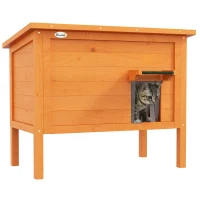 PawHut Buiten Kattenhuis Luxe Klein Weerbestendig met 1 Raam en 1 Ingang 85x50x68,5cm Oranje+Groen(m-11)