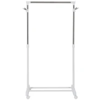 HOMCOM Rollende garderobestander, hoogteverstelbaar, met onderste plank, 4 wielen, Wit(m-10)