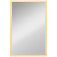 HOMCOM Miroir mural rectangulaire 60 x 40 cm, cadre en bois naturel, idéal pour la salle de bain, salon ou chambre(m-1)