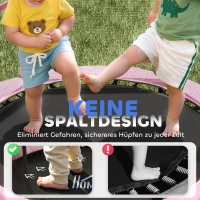 HOMCOM Trampolin für Kinder, Ø140 cm, mit Sicherheitsnetz, für innen und außen, Stahl, Kunststoff, belastbar bis 50 kg, Rosa(m-5)