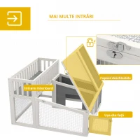 PawHut Cușcă, cușcă pentru iepure din lemn cu raft pentru plante spațiu mare din lemn, mai multe uși Dim. 94L x 90l x 60Î cm(m-4)