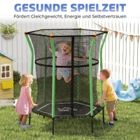 HOMCOM Trampolin für Kinder, 122 x 111 cm, mit Sicherheitsnetz, gepolstert, Stahl, belastbar bis 50 kg(m-8)