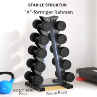 SPORTNOW Halterstandaard voor 10 halters, 5 niveaus, stevig stalen frame, tot 100 kg, zwart, 66 x 35 x 33 cm(m-6)