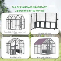 PawHut Tarc pentru găini, adăpost pentru găini cu acoperiș rezistent la apă, 2 cuiburi, 2 bârne, pentru 6-8 găini, aprox. 1,7 x 1,8 x 1,8 m(m-5)