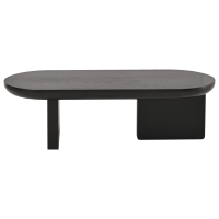 Masă de cafea modernă, minimalistă, cu blat oval, două picioare pătrate cu talpi din fetru antiderapante, 119,7x49,8x35,5 cm, Negru