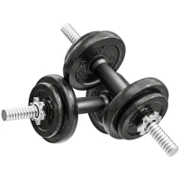 SPORTNOW Set greutăți și halter de 20 kg cu mânere antiderapante, 8 discuri de greutăți, bară de halter și 2 bare pentru gantere din oțel(m-1)