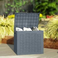 Outsunny Coffre de Rangement Extérieur 97L avec Poignées Encastrées, Malle de Rangement Extérieur Étanche, 56x41x50cm, Gris Clair(m-10)