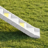 PawHut Rampa Plegable para Perros para Coche y Camas Altas de 10 Peldaños con Tiras y Alfombrillas Antideslizantes, Blanco(m-4)