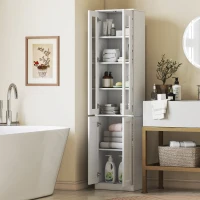 HOMCOM Mobile da bagno a 6 livelli con 4 ante soft-close e ripiani regolabili, bianco(m-11)