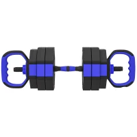 SPORTNOW Set Pesi da Palestra 6 in 1 in Plastica e Sabbia Utilizzabile come Kettlebell Manubri Bilanciere Supporto Blu(m-1)