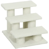 PawHut Escada para Gato 3 Degraus Escada para Animais Escada para Gato Escada para Animal de Estimação Pelúcia 45x35x34 cm cm Bege(m-7)