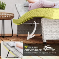 Outsunny Outdoor PE Rattan Sun Lounger, Folding Wicker Garden Lounger Recliner with 4-Level Adjustable Backrest, Rolling Sunbed Lounge Chair with Wheels, Non-Slip Legs for Balcony, Beach, Grey(m-4)