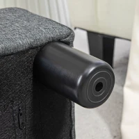 HOMCOM Voetenbank, Gestoffeerde Kruk met Linnen-Look Stofbekleding, Schuimvulling, Kunststof Poten, voor Diverse Kamers, Grijs(m-9)