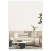 HOMCOM Miroir mural rectangulaire 60 x 40 cm, cadre en bois blanc, idéal pour la salle de bain, salon ou chambre(m-12)
