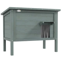 PawHut Buitenkattenhuis Kattenhut, Weerbestendig, 1 Raam, 1 Deur, 85 x 50 x 68,5 cm, Donkergrijs+Zwart(m-1)