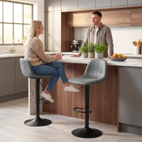HOMCOM Bar Stools Set of 2, Modern Swivel Barstools with Footrest for Kitchen Island and Dining Room, Grey(m-10)