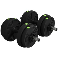 SPORTNOW Juego de Mancuernas Ajustables 15 kg 2 en 1 con Barras Conexión y Mangos Antideslizantes para Gimnasio en Casa Negro(m-1)