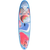 Outsunny Planche de stand up paddle gonflable, pagaie en aluminium réglable, planche antidérapante avec accessoires et sac de transport, dim. 320L x 76l x 15H cm, bleu et blanc(m-12)
