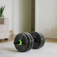 SPORTNOW Kit haltères musculation haltères réglables 20 kg 3 en 1, ensemble de poids réglable avec barre d'extension noir(m-2)