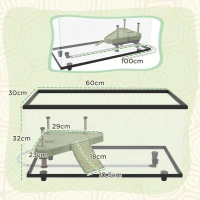 PawHut Aquarium pour Tortues 50 L Terrarium pour Petites Tortues avec Plateforme Rampe et Thermomètre 60x30x32 cm Transparent(m-3)
