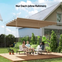Outsunny Ersatzdach für 3 x 3 m Pergola, einziehbar, mit Regenabflusslöchern, wetterfest, Polyester, 250 x 255 cm Braun(m-2)