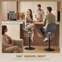 HOMCOM Bar Stools Set of 2, Modern Swivel Barstools with Footrest for Kitchen Island and Dining Room, Grey(m-5)