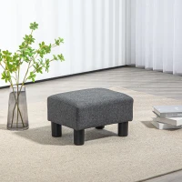 HOMCOM Voetenbank, Gestoffeerde Kruk met Linnen-Look Stofbekleding, Schuimvulling, Kunststof Poten, voor Diverse Kamers, Grijs(m-7)